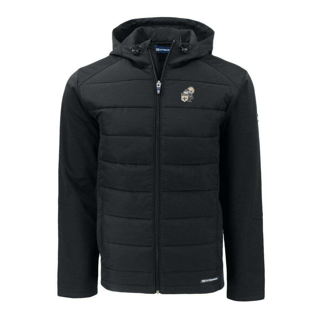 Cutter & Buck Throwback Evoke Hybrid Eco Softshell Recycled Full-Zip Hoodie Jacket - New Orleans Saints