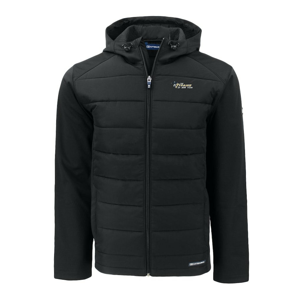 Cutter & Buck Throwback Evoke Hybrid Eco Softshell Recycled Full-Zip Hoodie Jacket - New York Jets