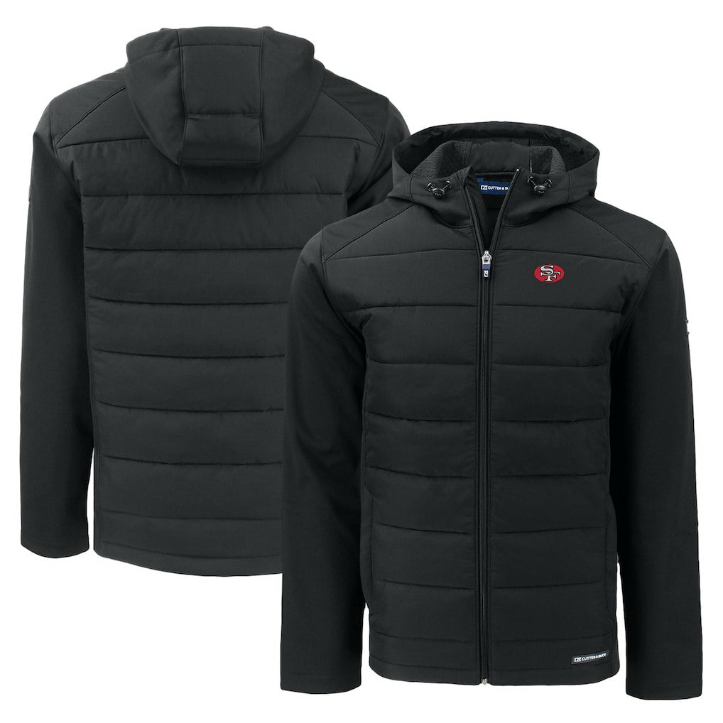Cutter & Buck Throwback Evoke Hybrid Eco Softshell Recycled Full-Zip Hoodie Jacket - San Francisco 49ers