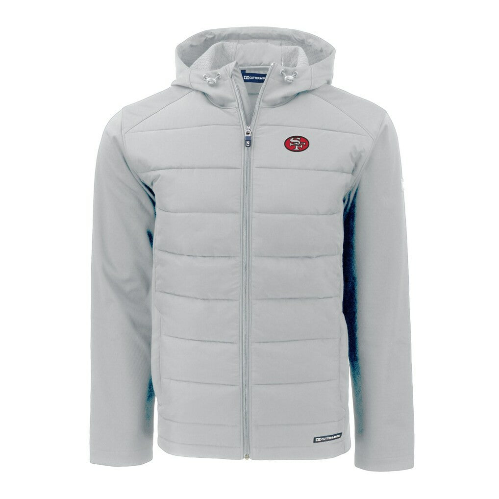 Cutter & Buck Throwback Evoke Hybrid Eco Softshell Recycled Full-Zip Hoodie Jacket - San Francisco 49ers