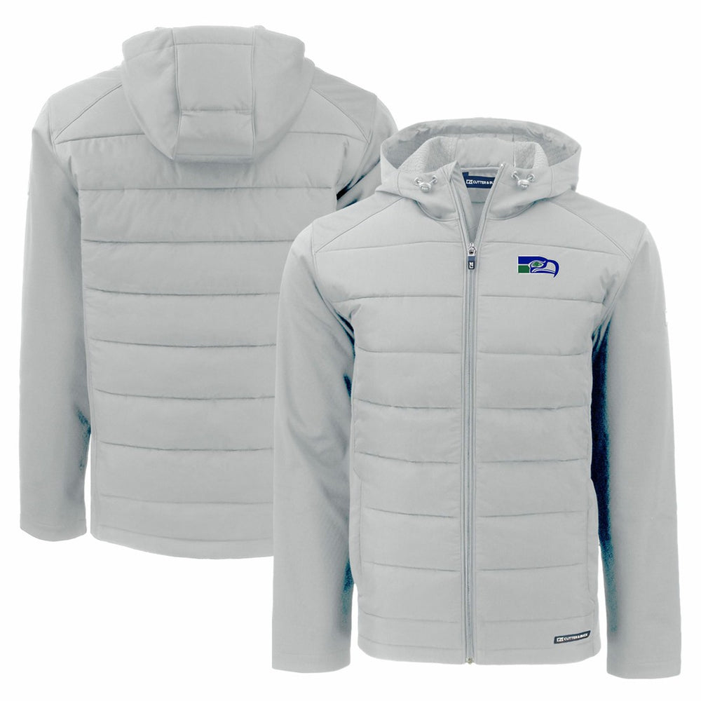 Cutter & Buck Throwback Evoke Hybrid Eco Softshell Recycled Full-Zip Hoodie Jacket - Seattle Seahawks