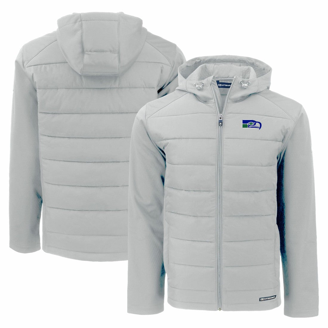 Cutter & Buck Throwback Evoke Hybrid Eco Softshell Recycled Full-Zip Hoodie Jacket - Seattle Seahawks