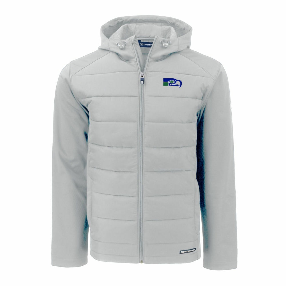 Cutter & Buck Throwback Evoke Hybrid Eco Softshell Recycled Full-Zip Hoodie Jacket - Seattle Seahawks