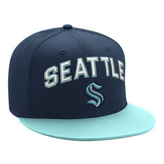 NHL Deep Sea Blue/Light Blue Seattle Kraken Starter Arch Logo Two-Tone Snapback Hat