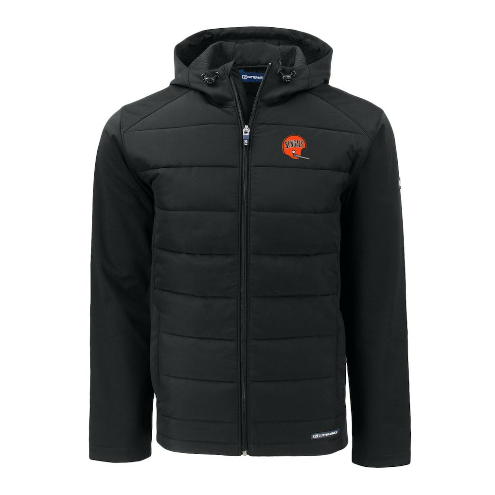 Cutter & Buck Throwback Big & Tall Evoke Hybrid Eco Softshell Recycled Full-Zip Jacket - Cincinnati Bengals