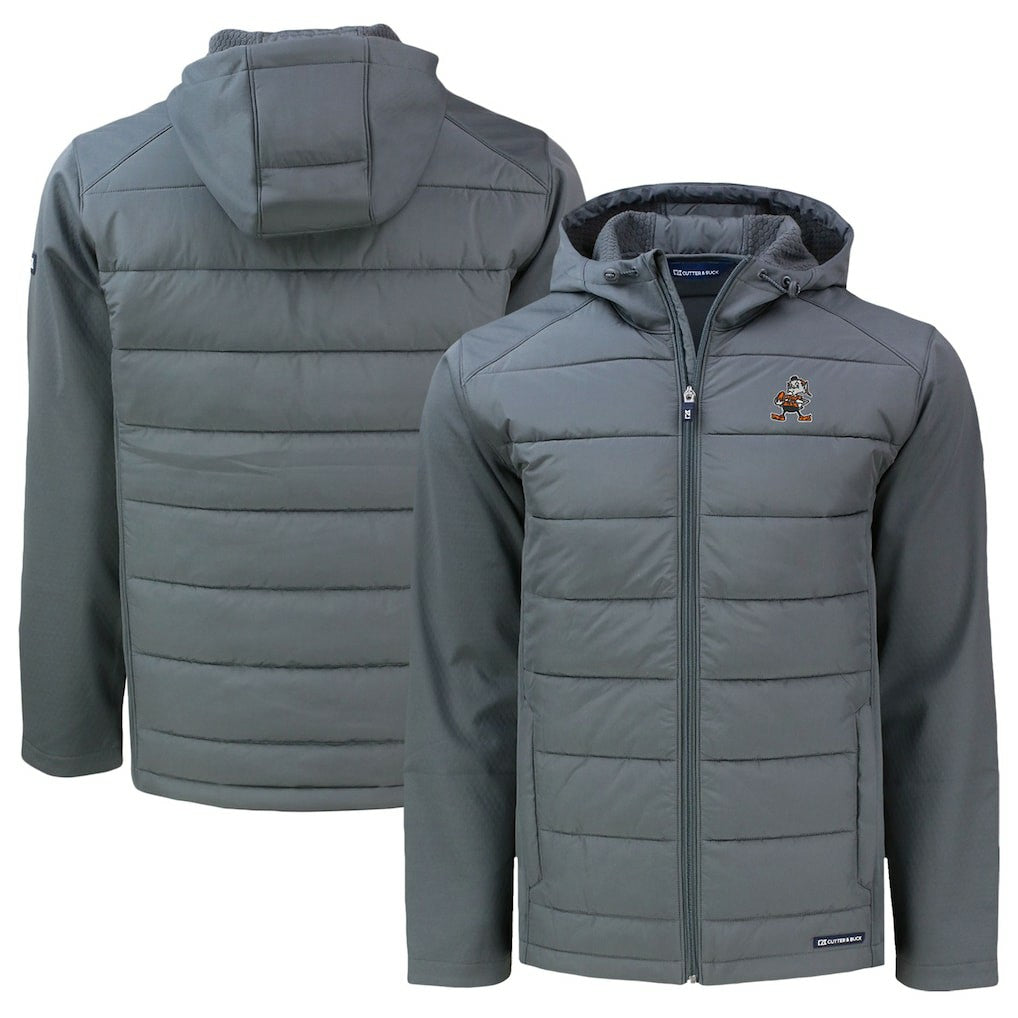 Cutter & Buck Throwback Big & Tall Evoke Hybrid Eco Softshell Recycled Full-Zip Jacket - Cleveland Browns