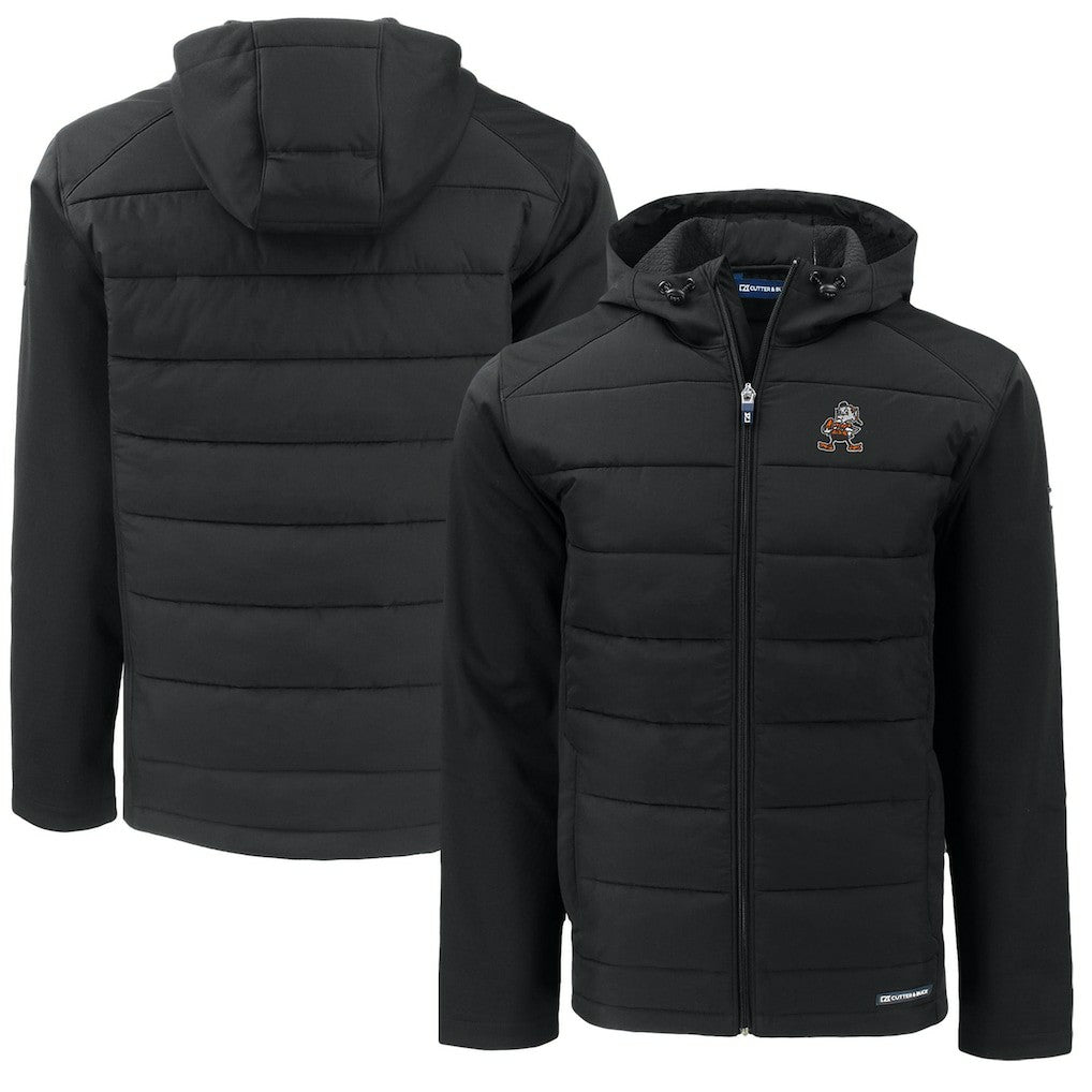 Cutter & Buck Throwback Big & Tall Evoke Hybrid Eco Softshell Recycled Full-Zip Jacket - Cleveland Browns
