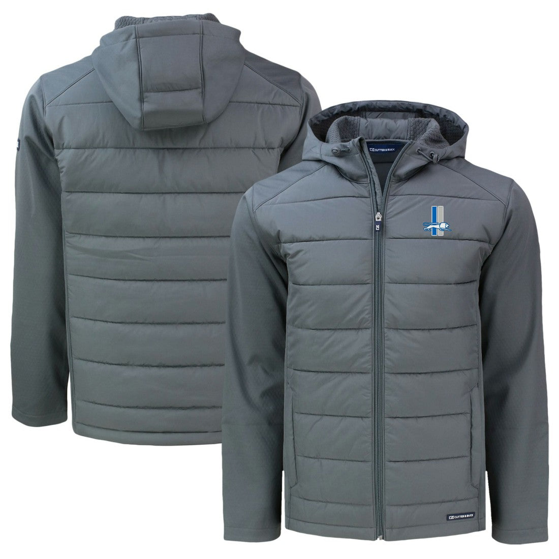 Cutter & Buck Throwback Big & Tall Evoke Hybrid Eco Softshell Recycled Full-Zip Hoodie - Detroit Lions