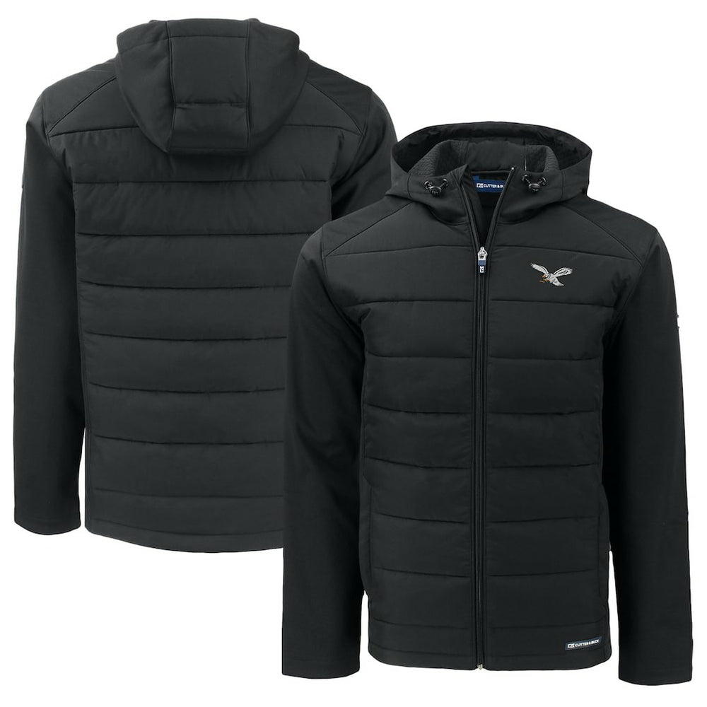 Cutter & Buck Throwback Big & Tall Evoke Hybrid Eco Softshell Recycled Full-Zip Hoodie - Philadelphia Eagles