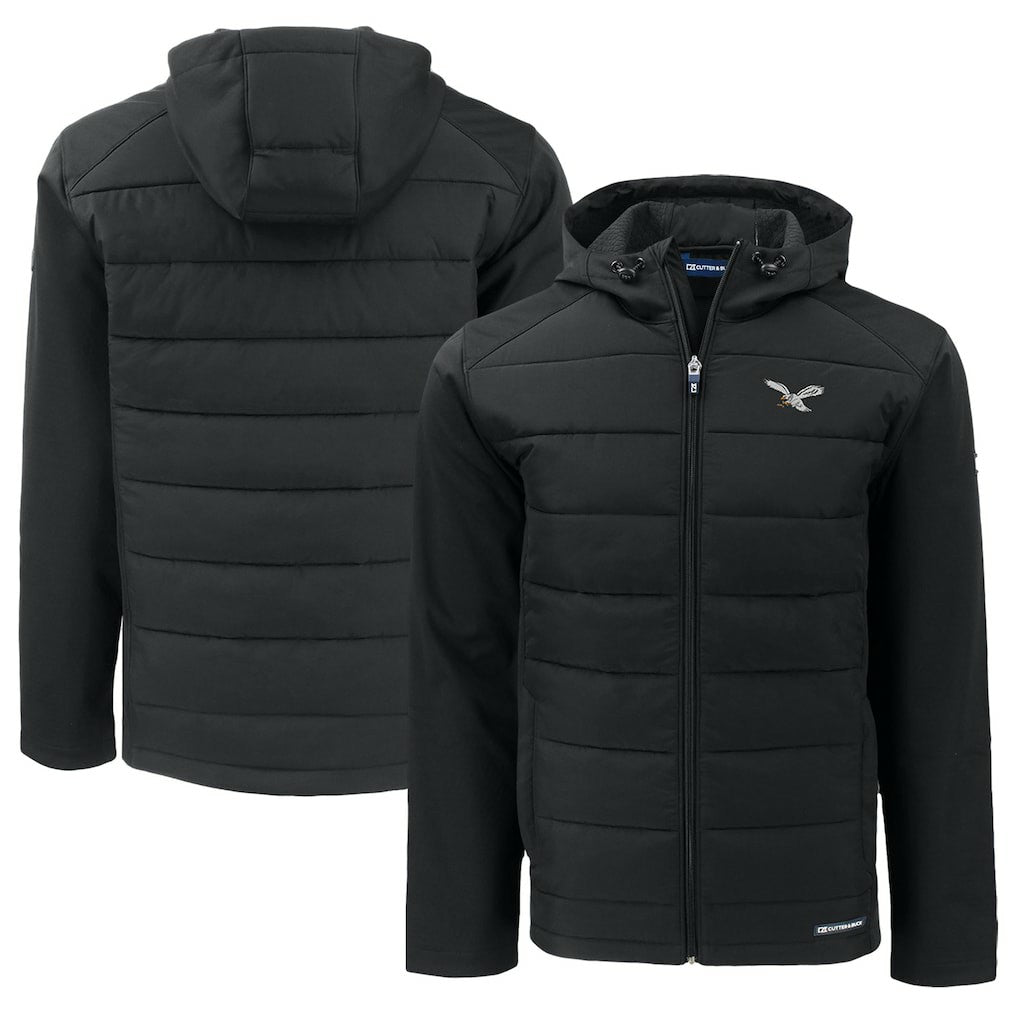 Cutter & Buck Throwback Big & Tall Evoke Hybrid Eco Softshell Recycled Full-Zip Hoodie - Philadelphia Eagles