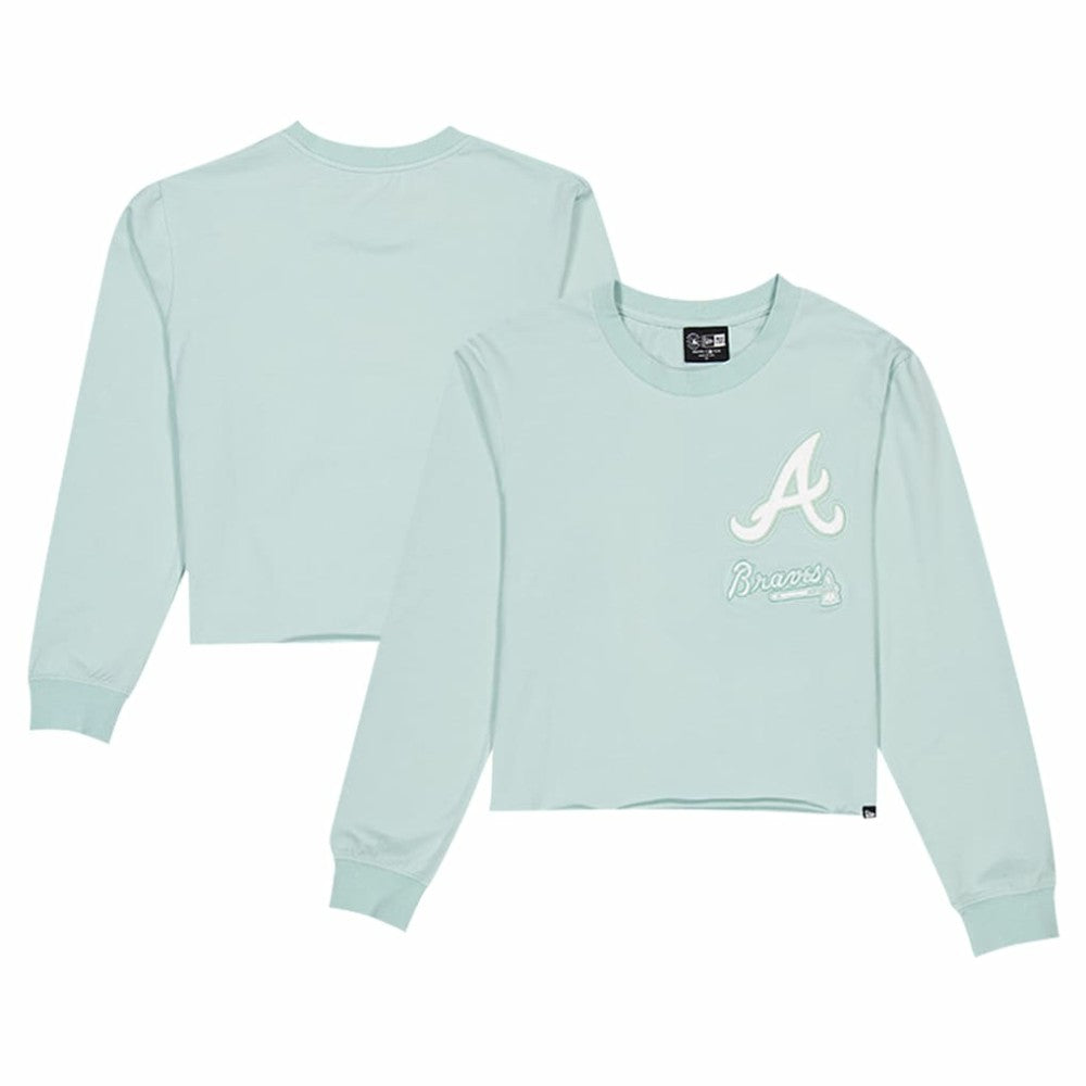 MLB Atlanta Braves New Era Women's Breeze Logo Select Cropped Long Sleeve T-Shirt