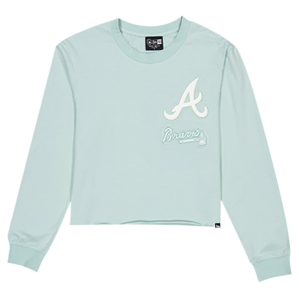 MLB Atlanta Braves New Era Women's Breeze Logo Select Cropped Long Sleeve T-Shirt