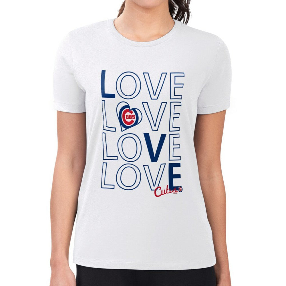 MLB Chicago Cubs G-III 4Her by Carl Banks Women's Super-Slim Fit Lightweight Love Graphic Team T-Shirt