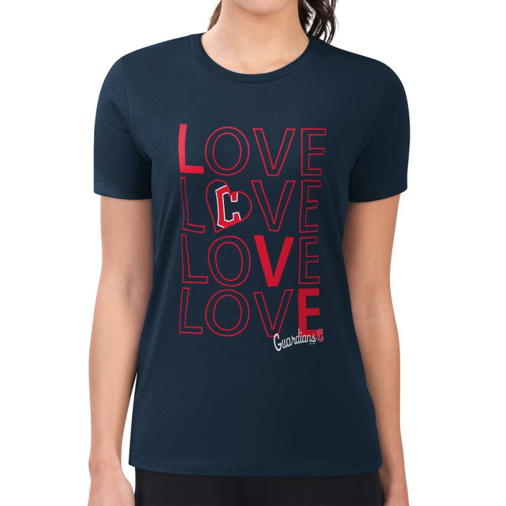 MLB Cleveland Guardians G-III 4Her by Carl Banks Women's Super-Slim Fit Lightweight Love Graphic Team T-Shirt