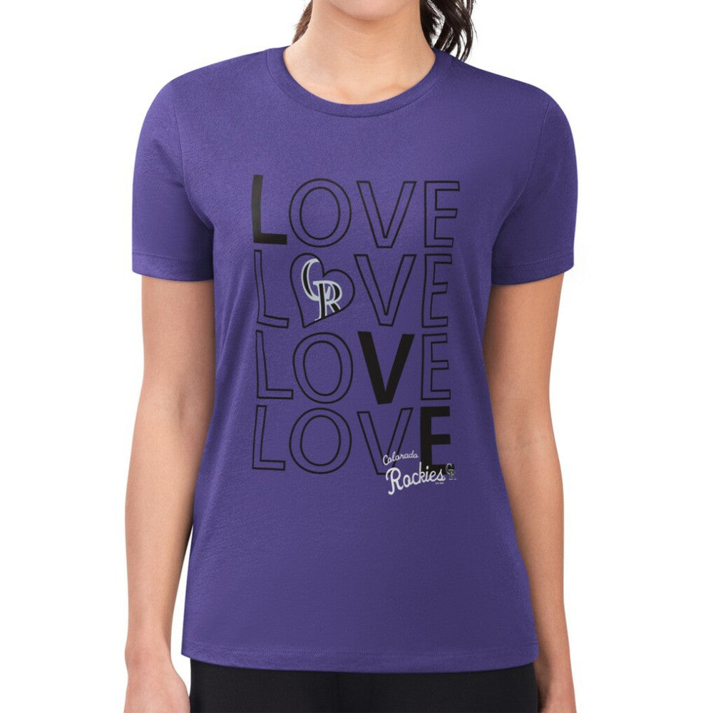 MLB Colorado Rockies G-III 4Her by Carl Banks Women's Super-Slim Fit Lightweight Love Graphic Team T-Shirt