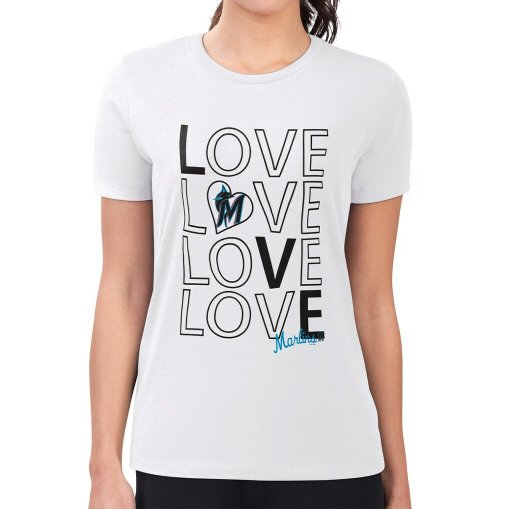 MLB Miami Marlins G-III 4Her by Carl Banks Women's Super-Slim Fit Lightweight Love Graphic Team T-Shirt