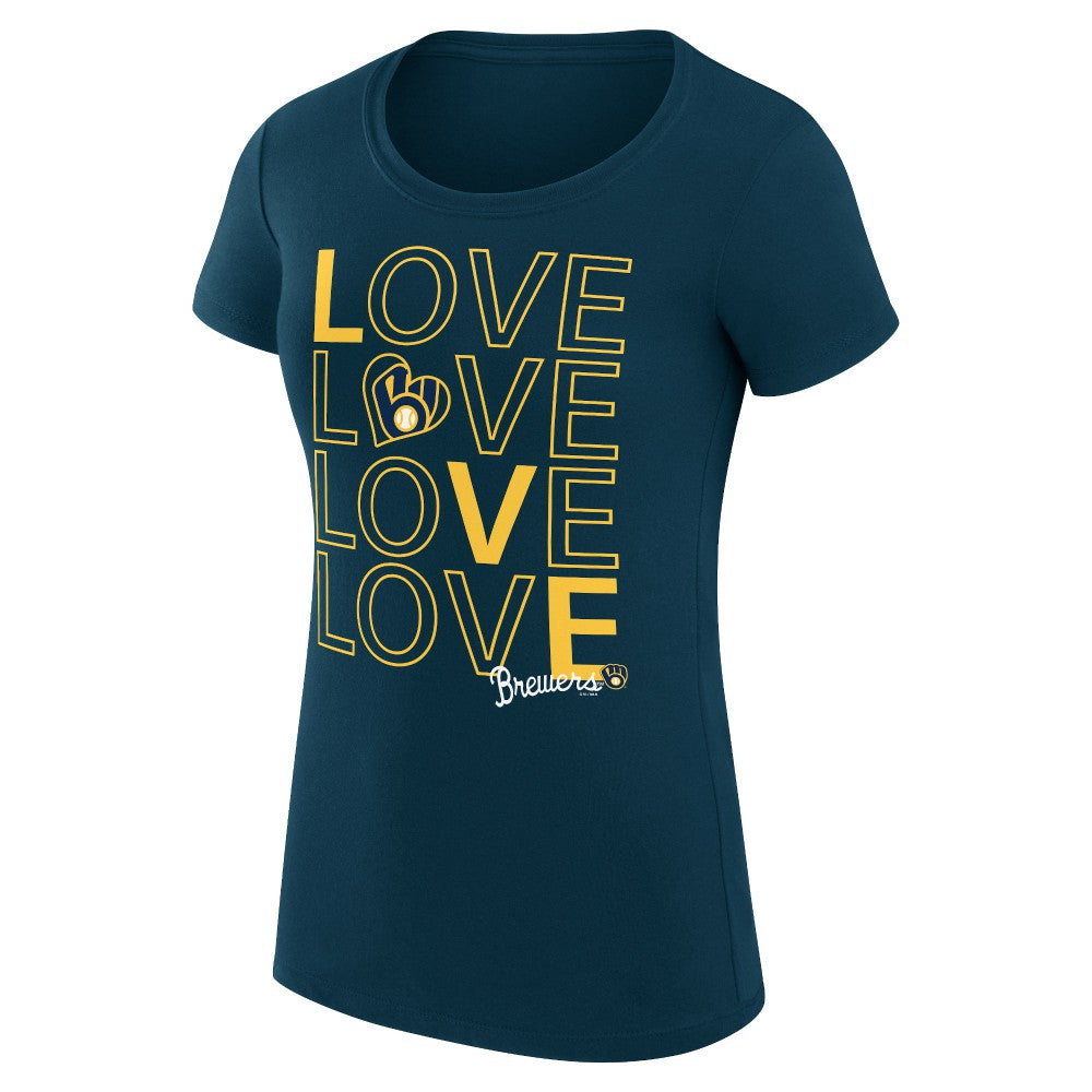 MLB Milwaukee Brewers G-III 4Her by Carl Banks Women's Super-Slim Fit Lightweight Love Graphic Team T-Shirt