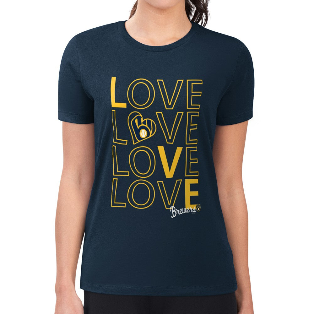 MLB Milwaukee Brewers G-III 4Her by Carl Banks Women's Super-Slim Fit Lightweight Love Graphic Team T-Shirt