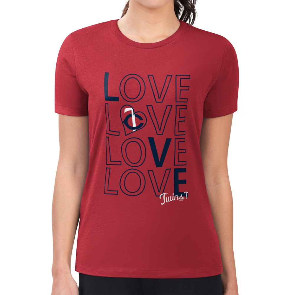 MLB Minnesota Twins G-III 4Her by Carl Banks Women's Super-Slim Fit Lightweight Love Graphic Team T-Shirt
