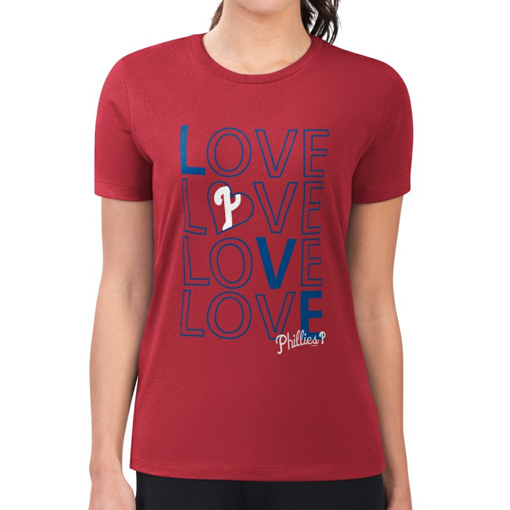 MLB Philadelphia Phillies G-III 4Her by Carl Banks Women's Super-Slim Fit Lightweight Love Graphic Team T-Shirt