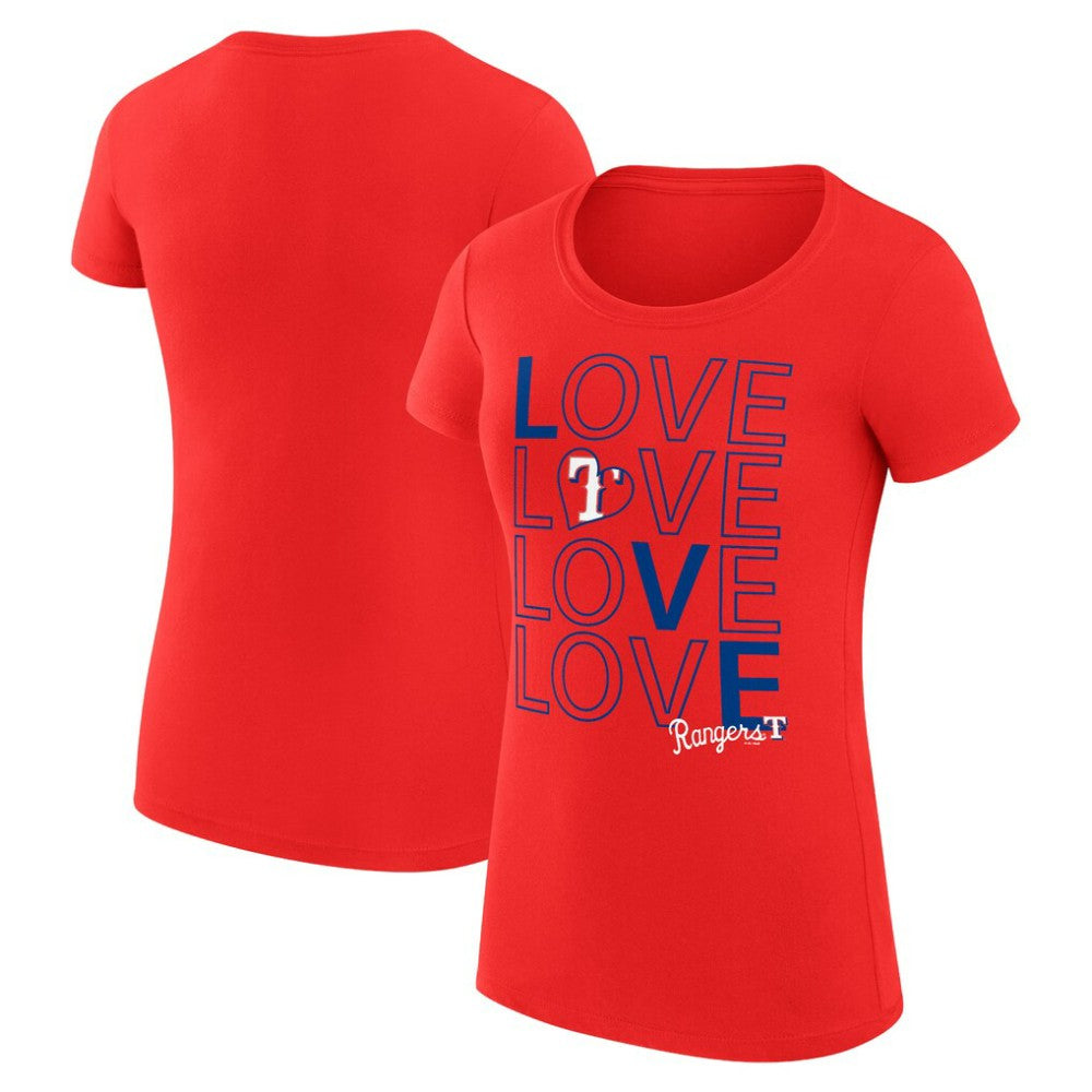 MLB Texas Rangers G-III 4Her by Carl Banks Women's Super-Slim Fit Lightweight Love Graphic Team T-Shirt
