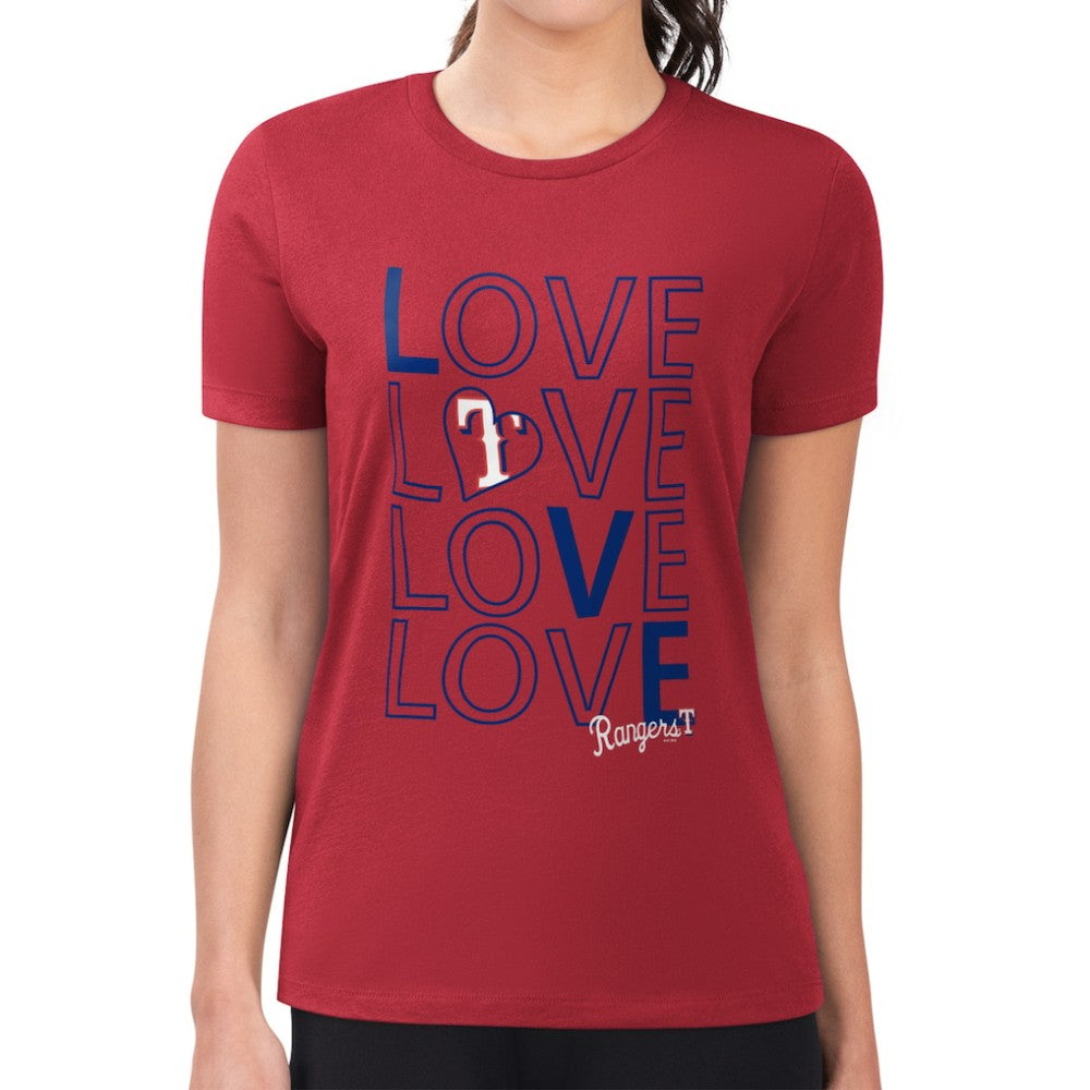 MLB Texas Rangers G-III 4Her by Carl Banks Women's Super-Slim Fit Lightweight Love Graphic Team T-Shirt