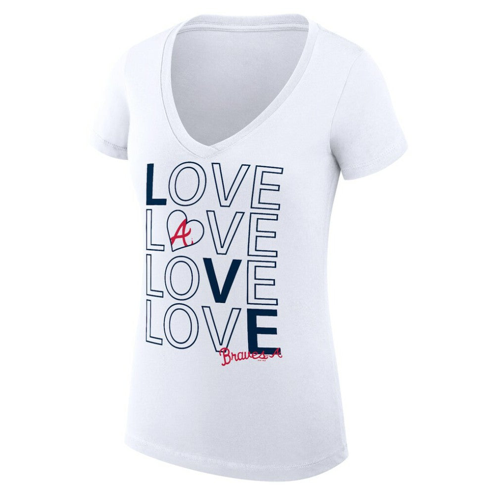 MLB Atlanta Braves G-III 4Her by Carl Banks Women's Super-Slim Fit Lightweight Love Graphic Team V-Neck T-Shirt
