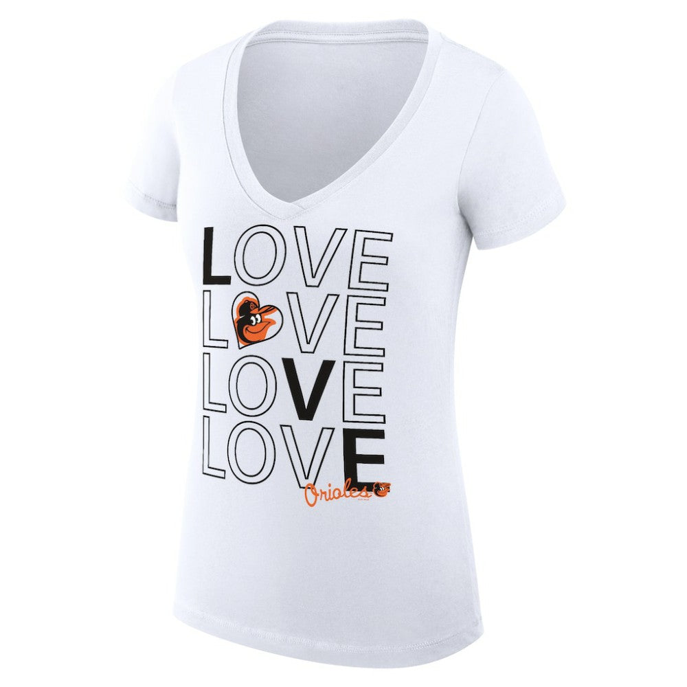 MLB Baltimore Orioles G-III 4Her by Carl Banks Women's Super-Slim Fit Lightweight Love Graphic Team V-Neck T-Shirt