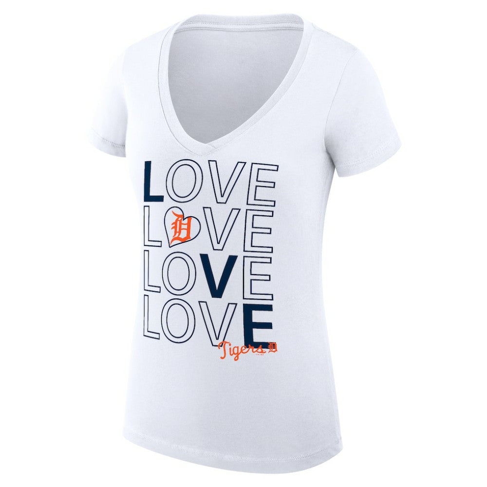MLB Detroit Tigers G-III 4Her by Carl Banks Women's Super-Slim Fit Lightweight Love Graphic Team V-Neck T-Shirt