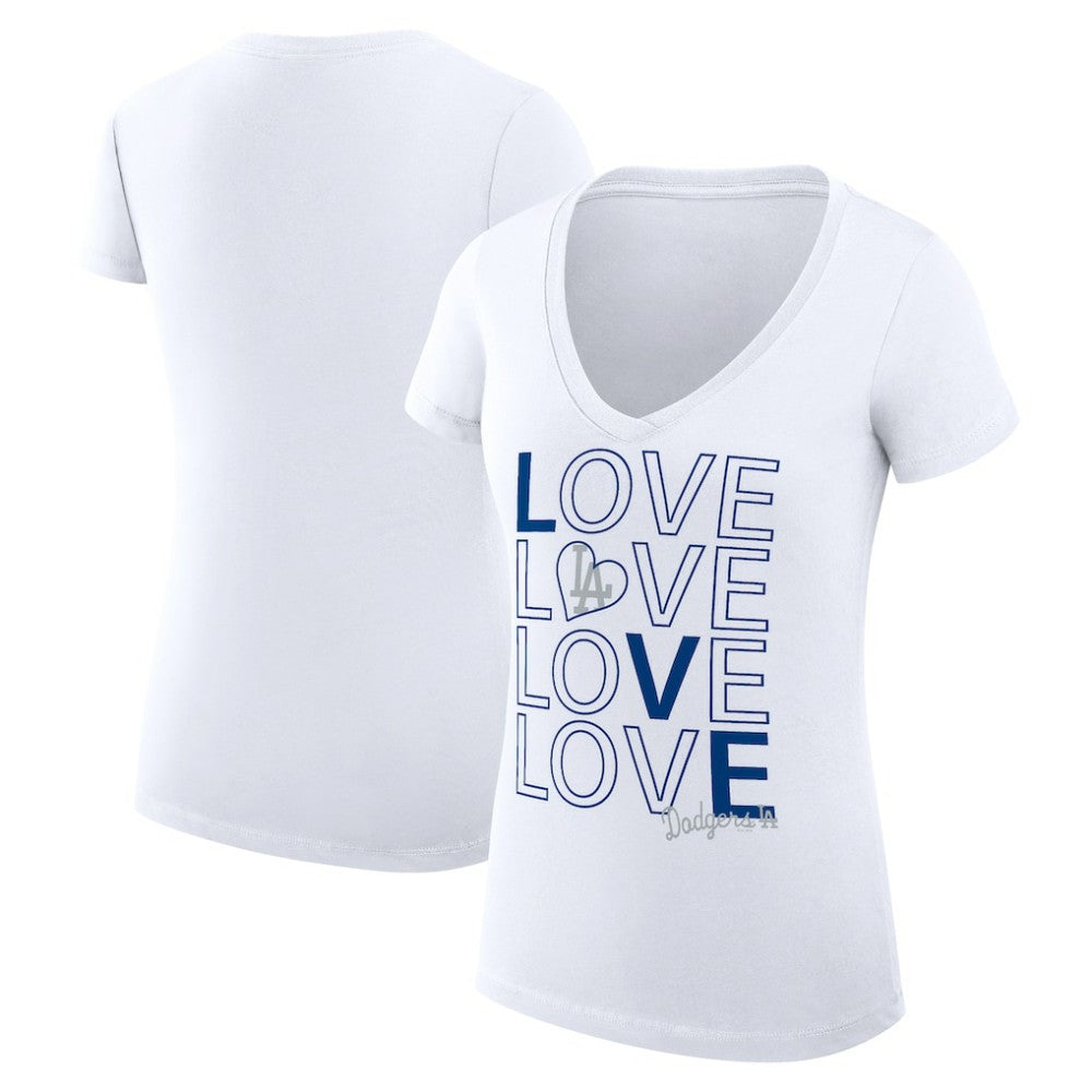 MLB Los Angeles Dodgers G-III 4Her by Carl Banks Women's Super-Slim Fit Lightweight Love Graphic Team V-Neck T-Shirt