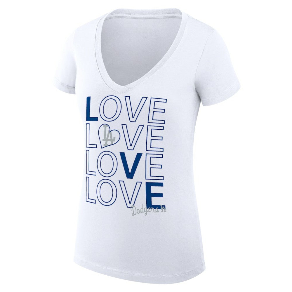 MLB Los Angeles Dodgers G-III 4Her by Carl Banks Women's Super-Slim Fit Lightweight Love Graphic Team V-Neck T-Shirt