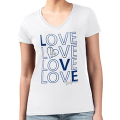 MLB Los Angeles Dodgers G-III 4Her by Carl Banks Women's Super-Slim Fit Lightweight Love Graphic Team V-Neck T-Shirt