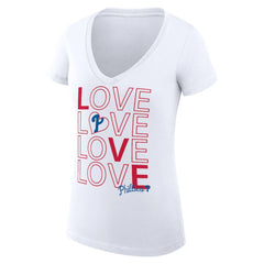 MLB Philadelphia Phillies G-III 4Her by Carl Banks Women's Super-Slim Fit Lightweight Love Graphic Team V-Neck T-Shirt