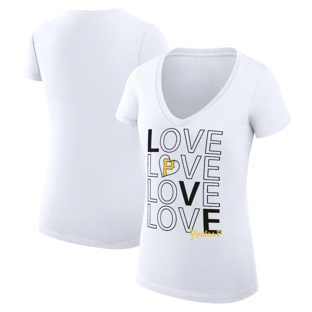 MLB Pittsburgh Pirates G-III 4Her by Carl Banks Women's Super-Slim Fit Lightweight Love Graphic Team V-Neck T-Shirt