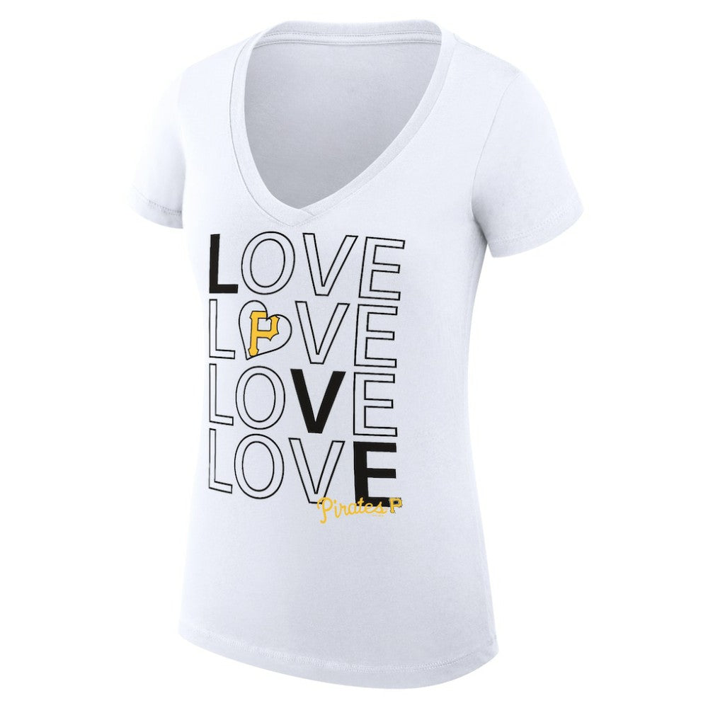 MLB Pittsburgh Pirates G-III 4Her by Carl Banks Women's Super-Slim Fit Lightweight Love Graphic Team V-Neck T-Shirt