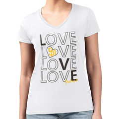 MLB San Diego Padres G-III 4Her by Carl Banks Women's Super-Slim Fit Lightweight Love Graphic Team V-Neck T-Shirt