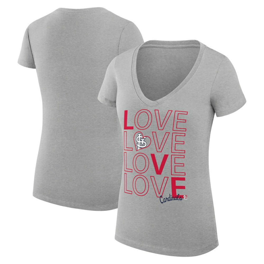 MLB St. Louis Cardinals G-III 4Her by Carl Banks Women's Super-Slim Fit Lightweight Love Graphic Team V-Neck T-Shirt