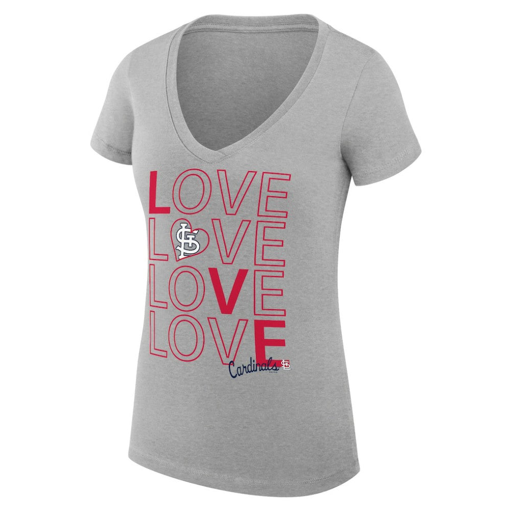 MLB St. Louis Cardinals G-III 4Her by Carl Banks Women's Super-Slim Fit Lightweight Love Graphic Team V-Neck T-Shirt