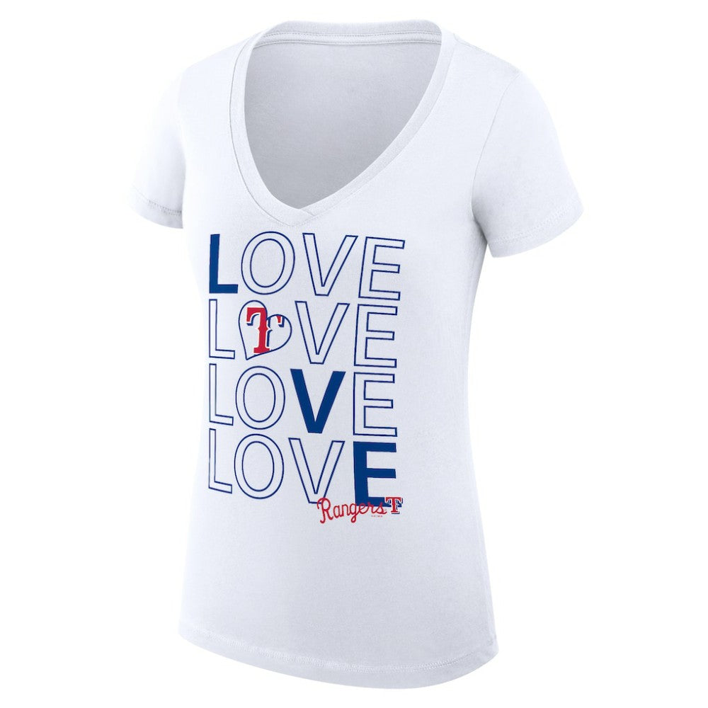 MLB Texas Rangers G-III 4Her by Carl Banks Women's Super-Slim Fit Lightweight Love Graphic Team V-Neck T-Shirt