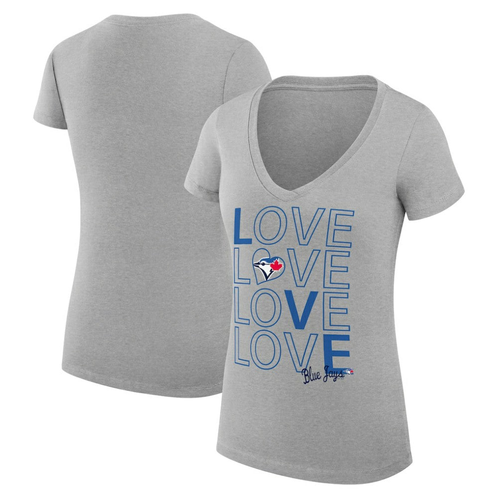 MLB Toronto Blue Jays G-III 4Her by Carl Banks Women's Super-Slim Fit Lightweight Love Graphic Team V-Neck T-Shirt