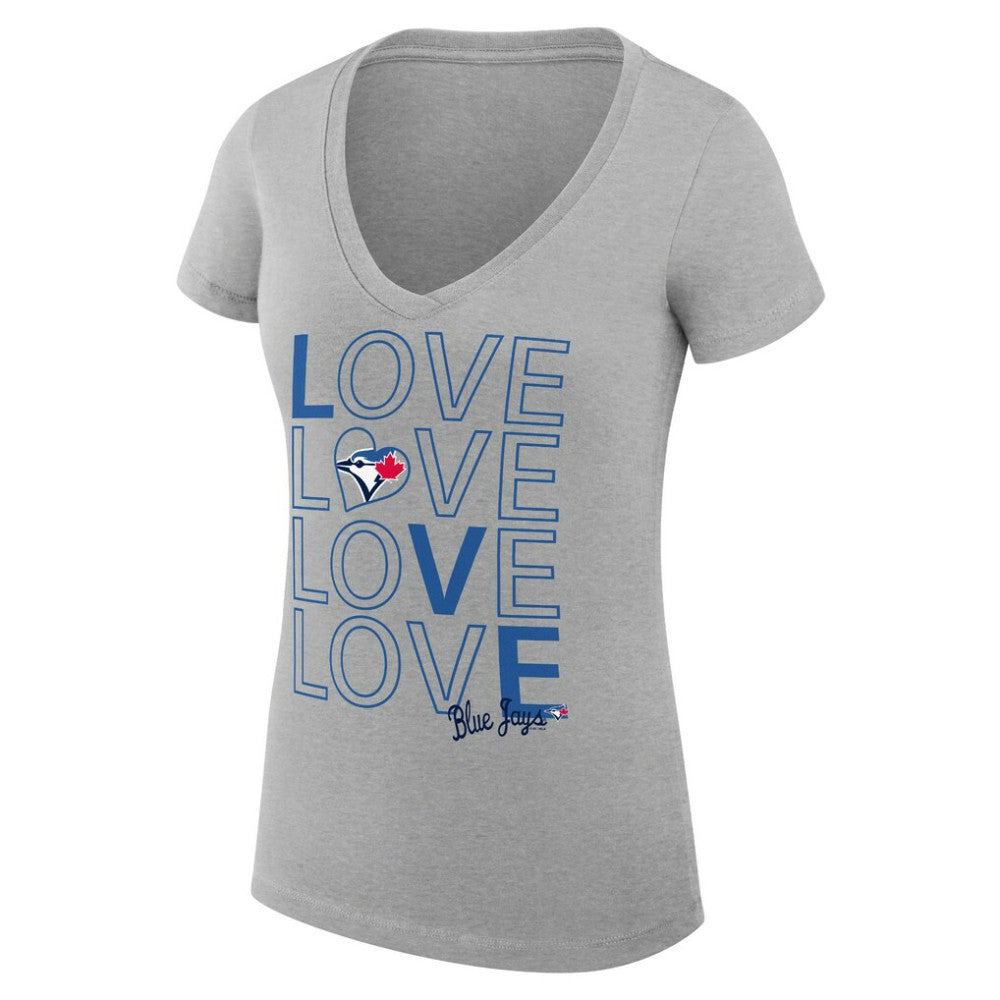 MLB Toronto Blue Jays G-III 4Her by Carl Banks Women's Super-Slim Fit Lightweight Love Graphic Team V-Neck T-Shirt