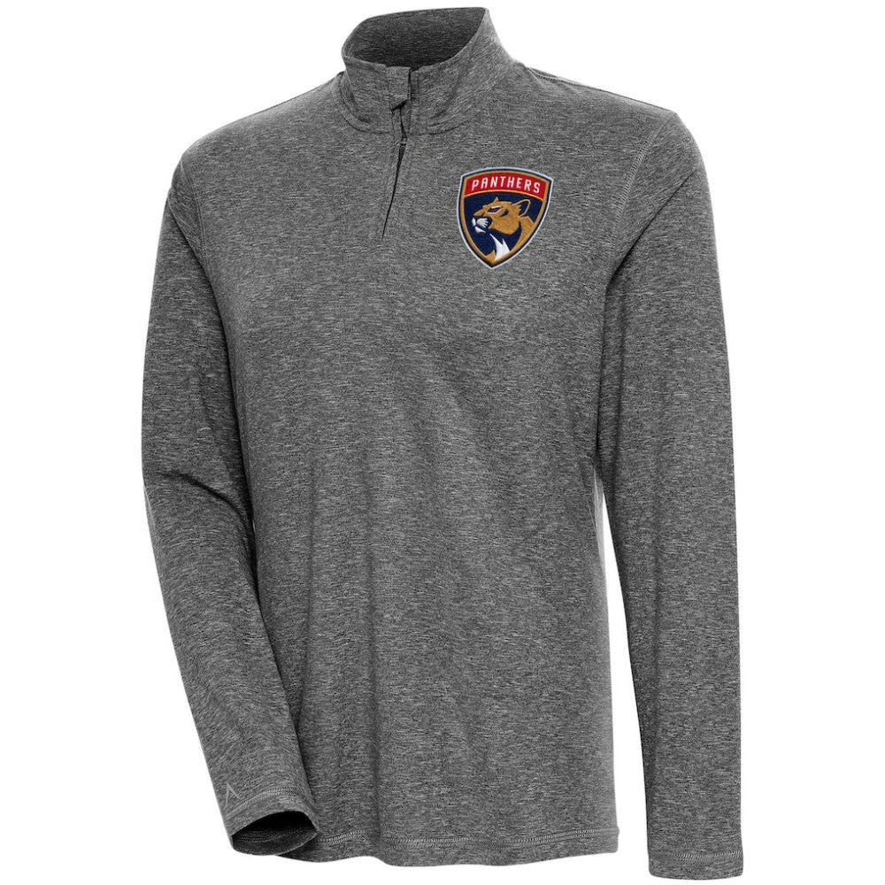 NHL Heather Black Florida Panthers Antigua Women's Confront Quarter-Zip Pullover Top