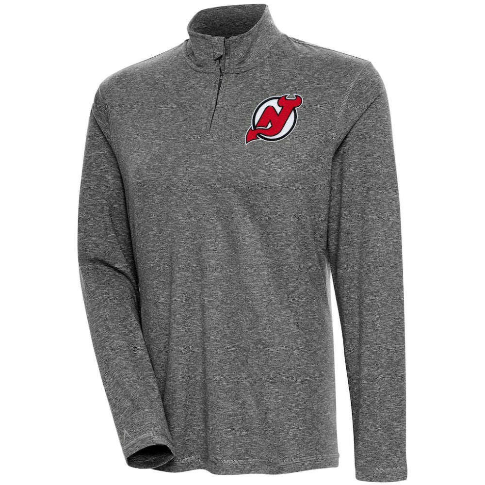 NHL Heather Black New Jersey Devils Antigua Women's Confront Quarter-Zip Pullover Top