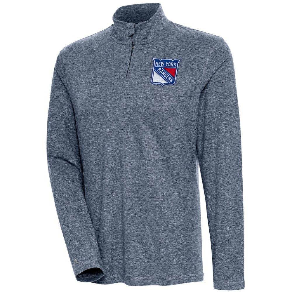 NHL Heather Navy New York Rangers Antigua Women's Confront Quarter-Zip Pullover Top