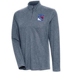 NHL Heather Navy New York Rangers Antigua Women's Confront Quarter-Zip Pullover Top