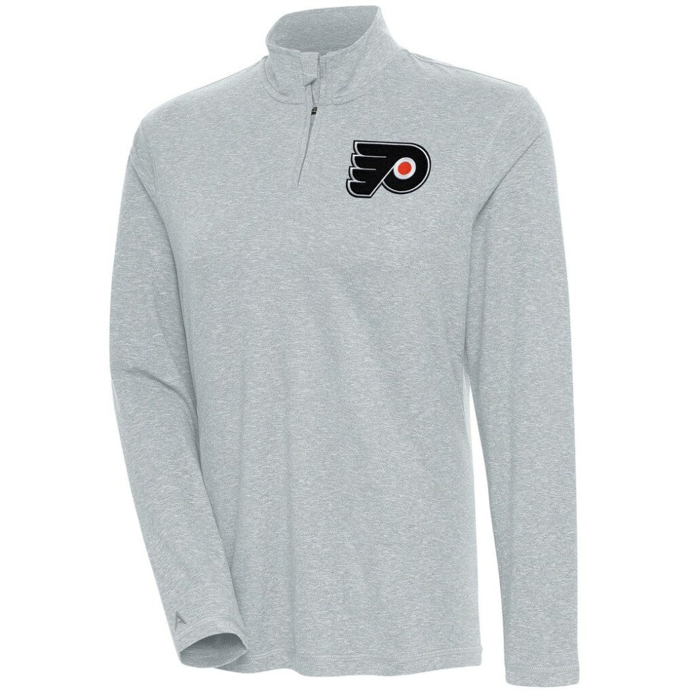 NHL Heather Gray Philadelphia Flyers Antigua Women's Confront Quarter-Zip Pullover Top