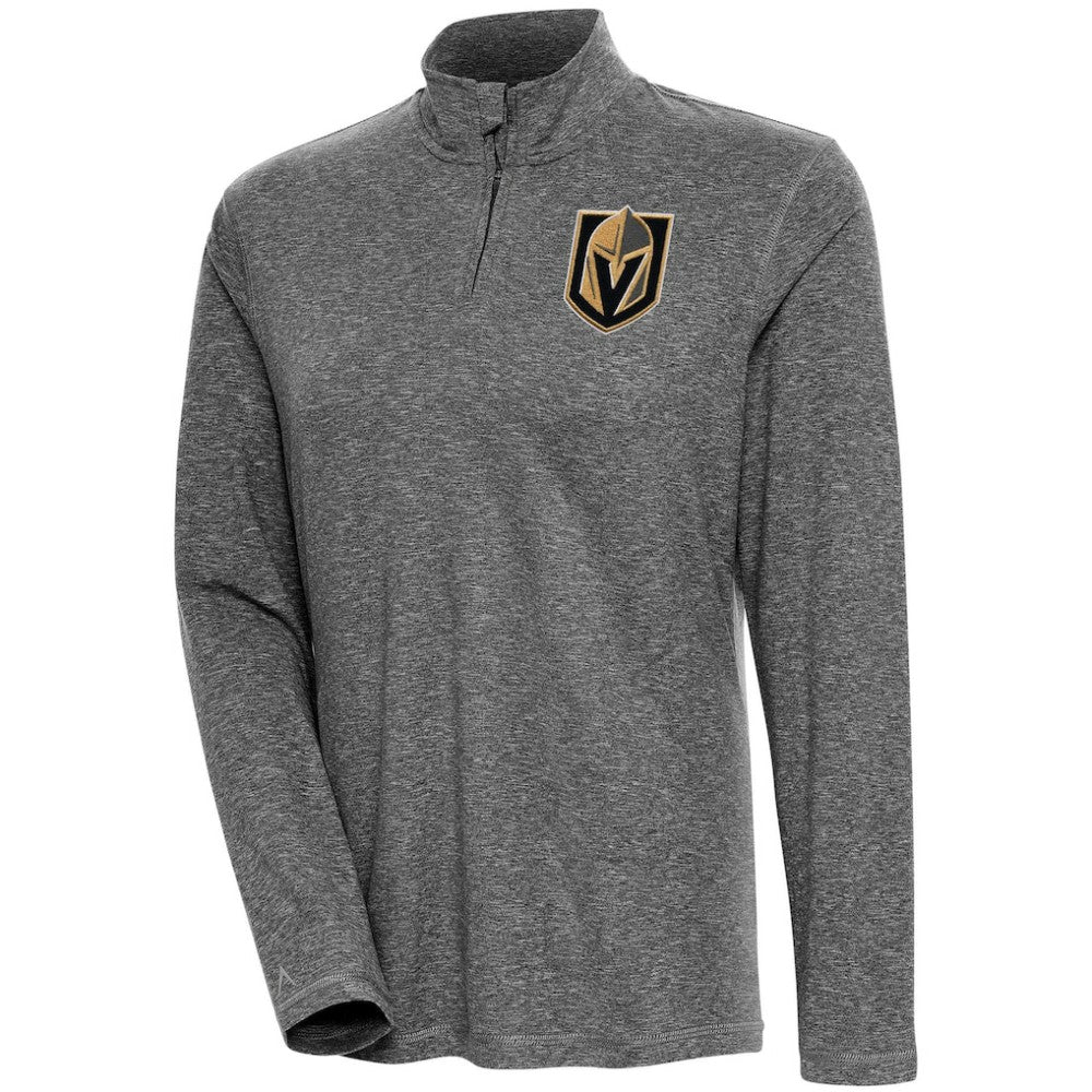 NHL Heather Black Vegas Golden Knights Antigua Women's Confront Quarter-Zip Pullover Top
