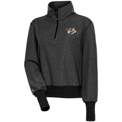 NHL Heather Black Nashville Predators Antigua Women's Upgrade Half-Zip Pullover Top