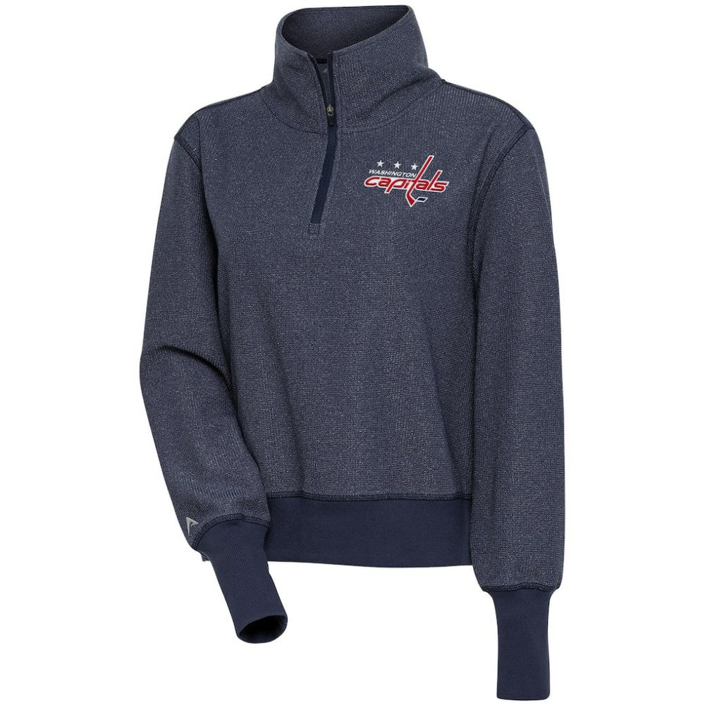 NHL Heather Navy Washington Capitals Antigua Women's Upgrade Half-Zip Pullover Top