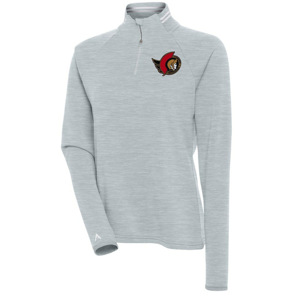 NHL Heather Gray Ottawa Senators Antigua Women's Milo Quarter-Zip Pullover Top